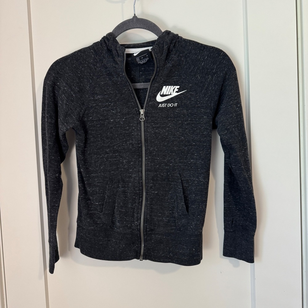 Nike Sportswear Gym‎ Vintage Womens Full Zip Hoodie Charcoal Heather Medium
